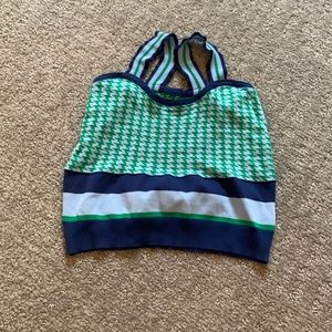 green and blue crop top